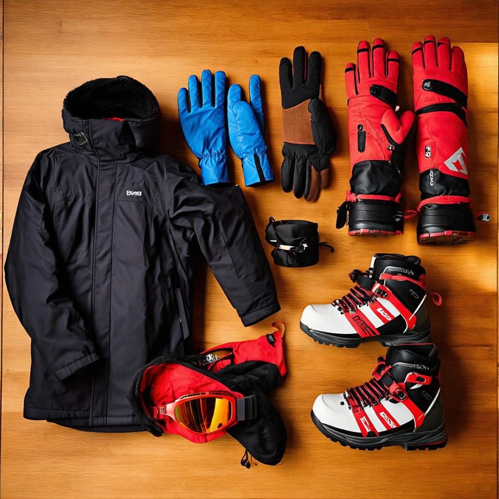 Ski gear laid out and ready for a trip